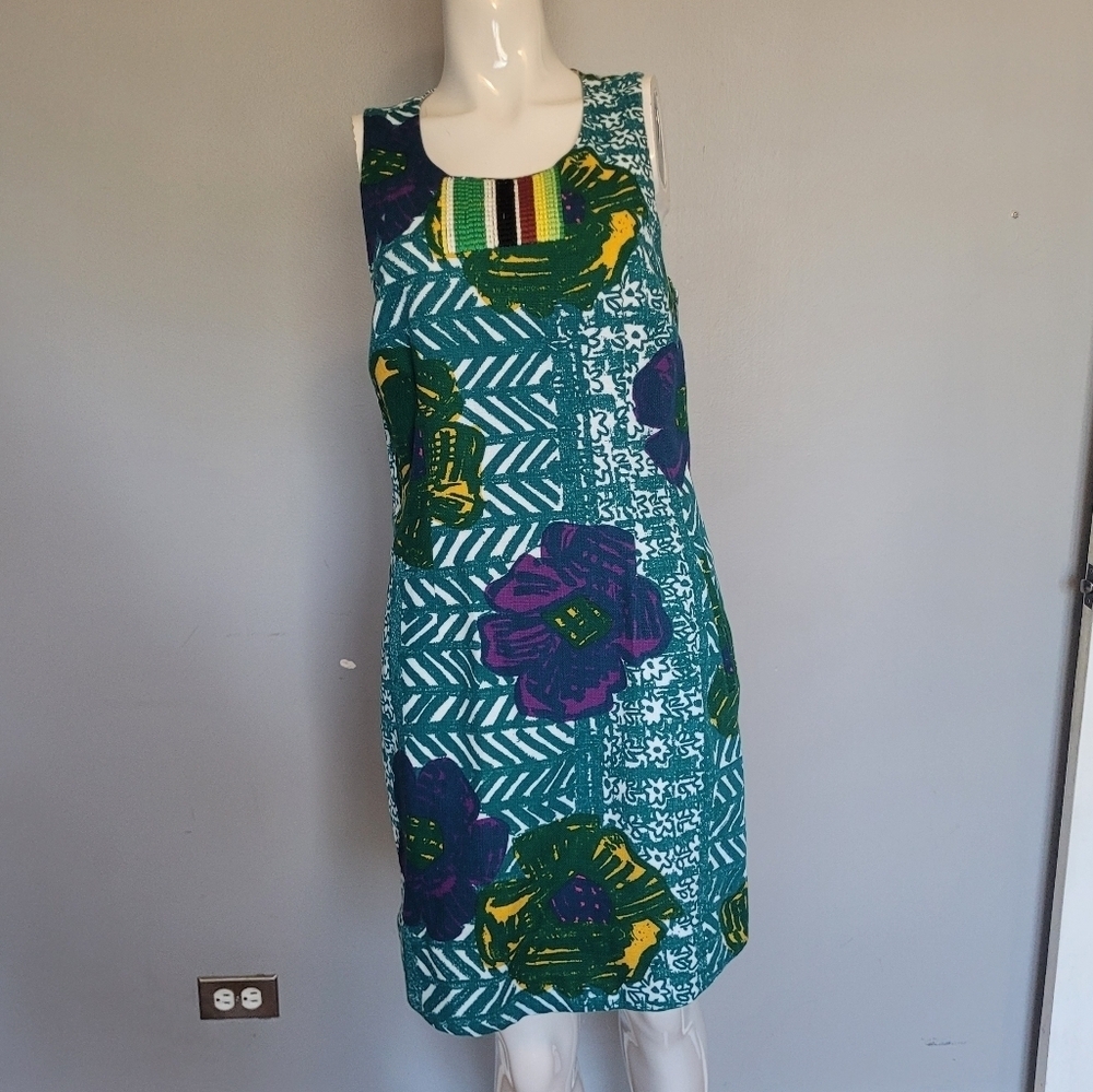Anthropologie Vanessa Virginia Graphic Hibiscus Shift Dress, VGUC, Size 4